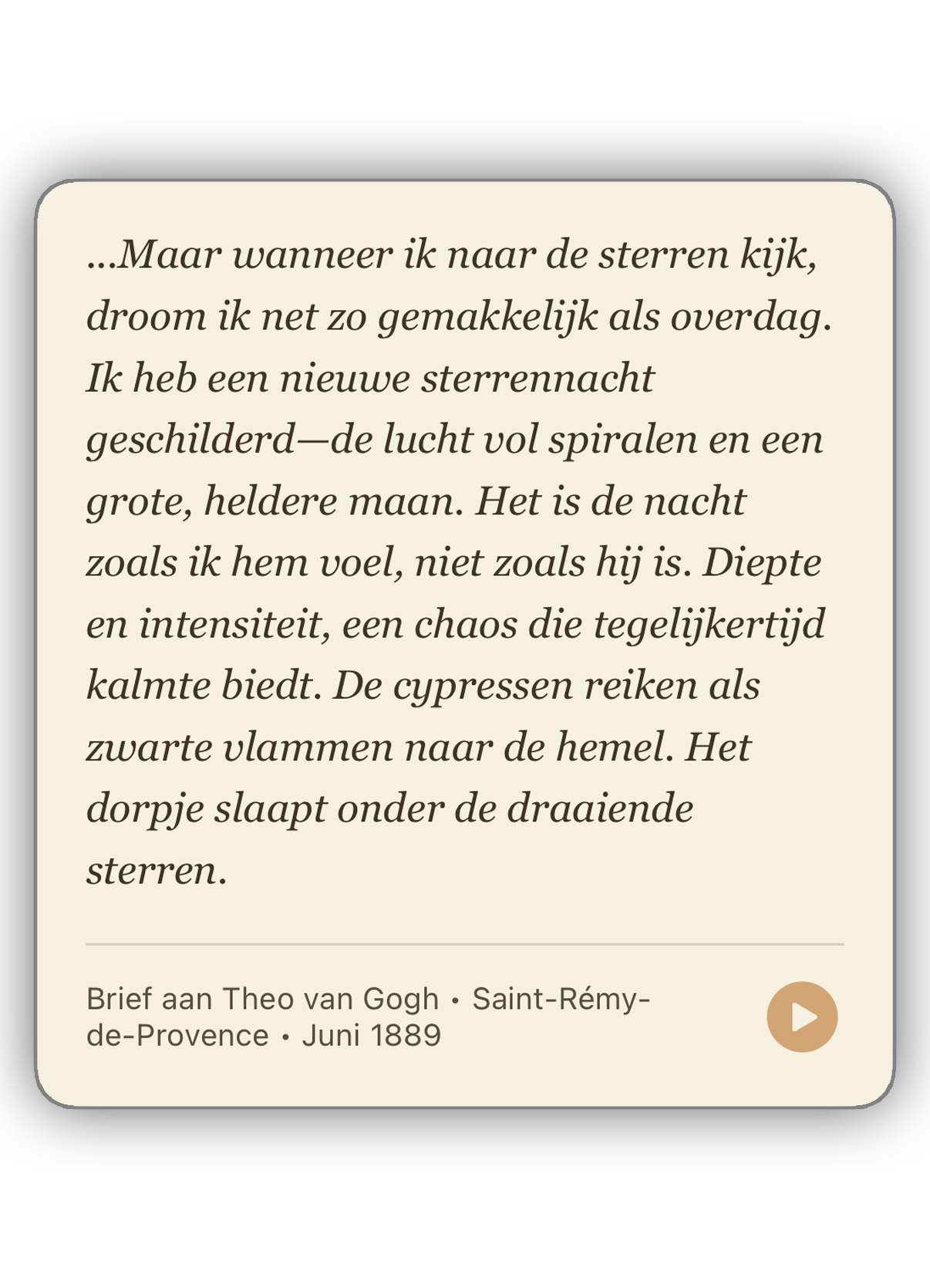 Brieffragment in de app